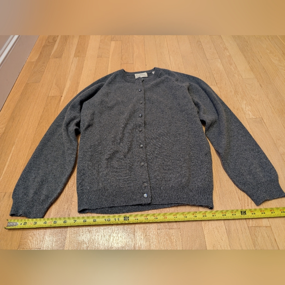 Vintage Castlerig Cashmere Sweater, Gray button up, Large